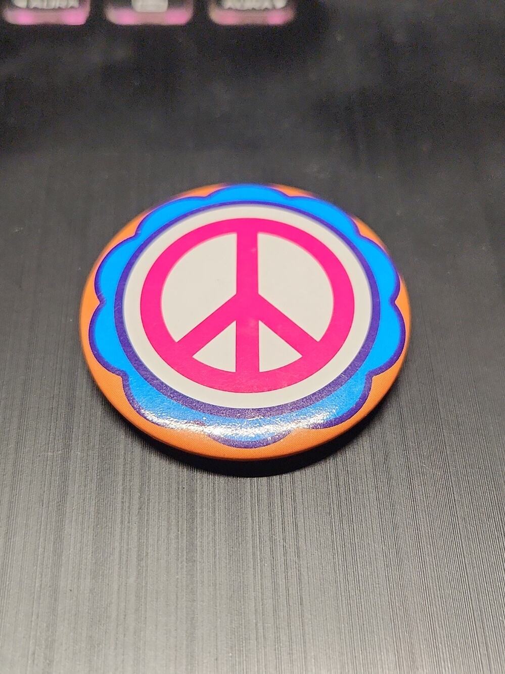 Vintage 1968 Peace Sign Pinback Button Flower Power Hippie 60s Counterculture